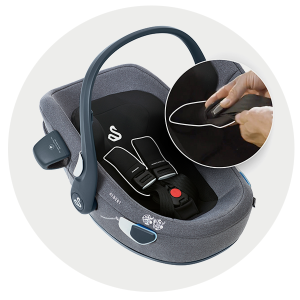 Albert baby car seat, picture of the harness system