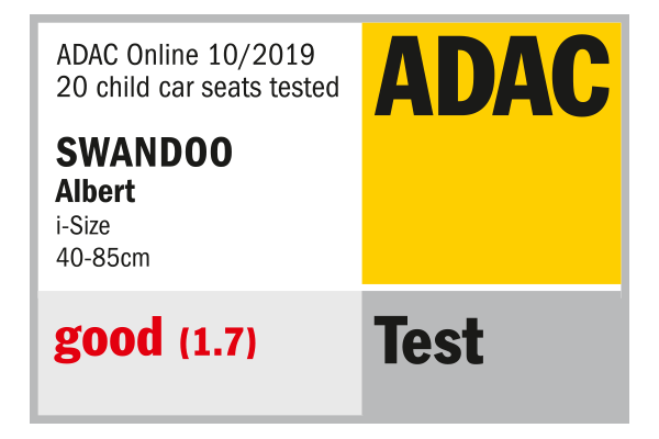 ADAC test result label for Albert baby car seat